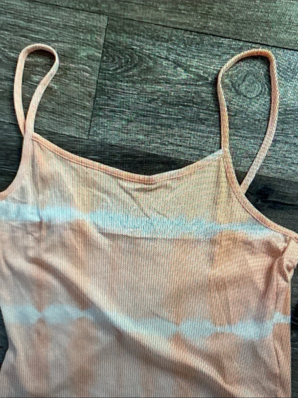 Hurley Peach and White Ribbed Tie-Dye Cami Tank